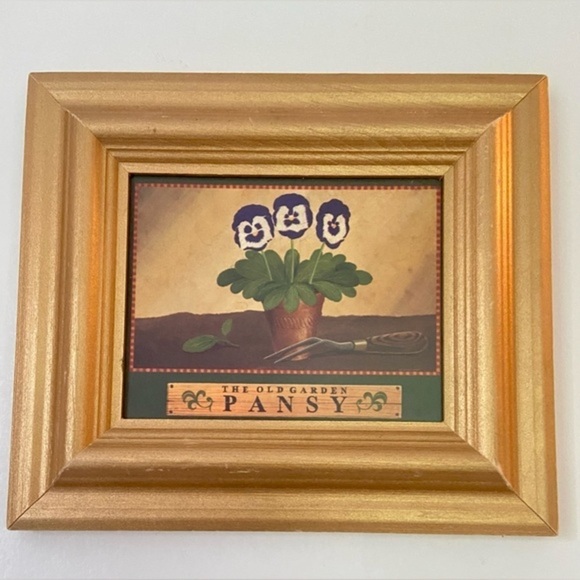 3 for 55$ Home Wall decor Set of 2 Gold paint wood frames plants begonia 7“x 8” - Picture 3 of 11